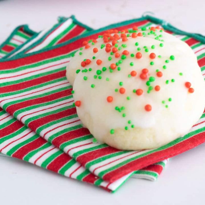 Anise cookies on red and green napkin
