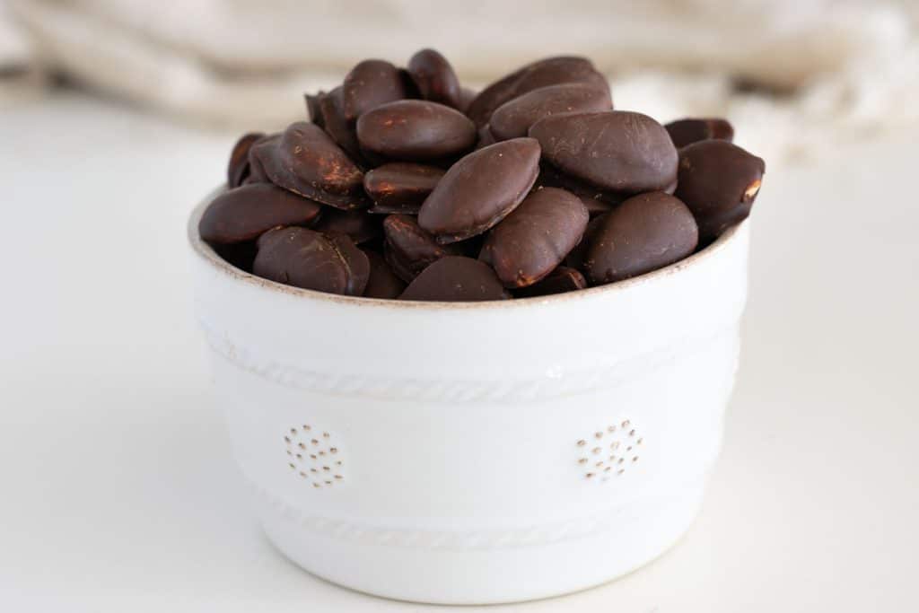Bowl of Chocolate Covered Almonds