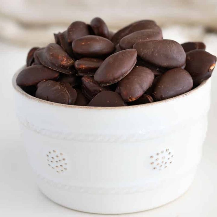 Bowl of Chocolate Covered Almonds
