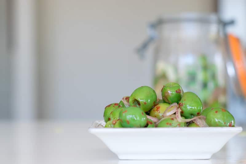 Marinated olives.