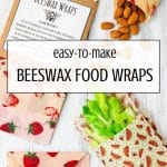 Beeswax food wraps holding nuts and celery.