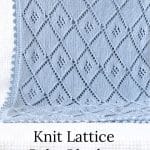 Blue Knit Lace Baby Blanket Pattern on white blanket.