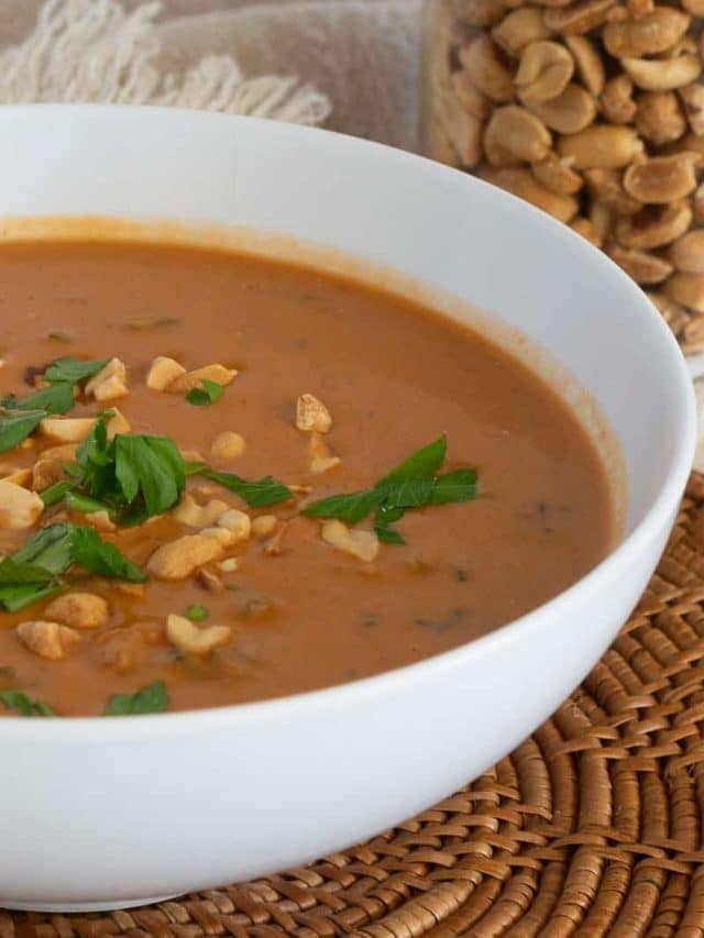 Peanut Butter Soup in a White Bowl.