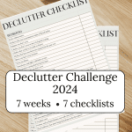 Declutter Checklists on wooden surface