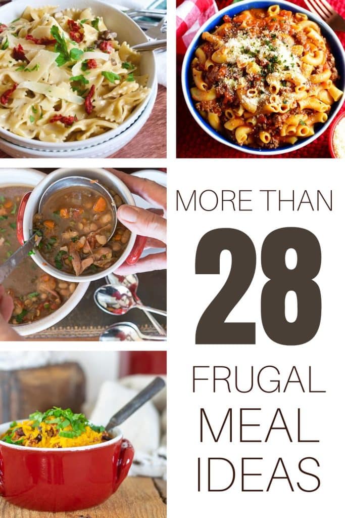 A variety of images of frugal dinner recipes.