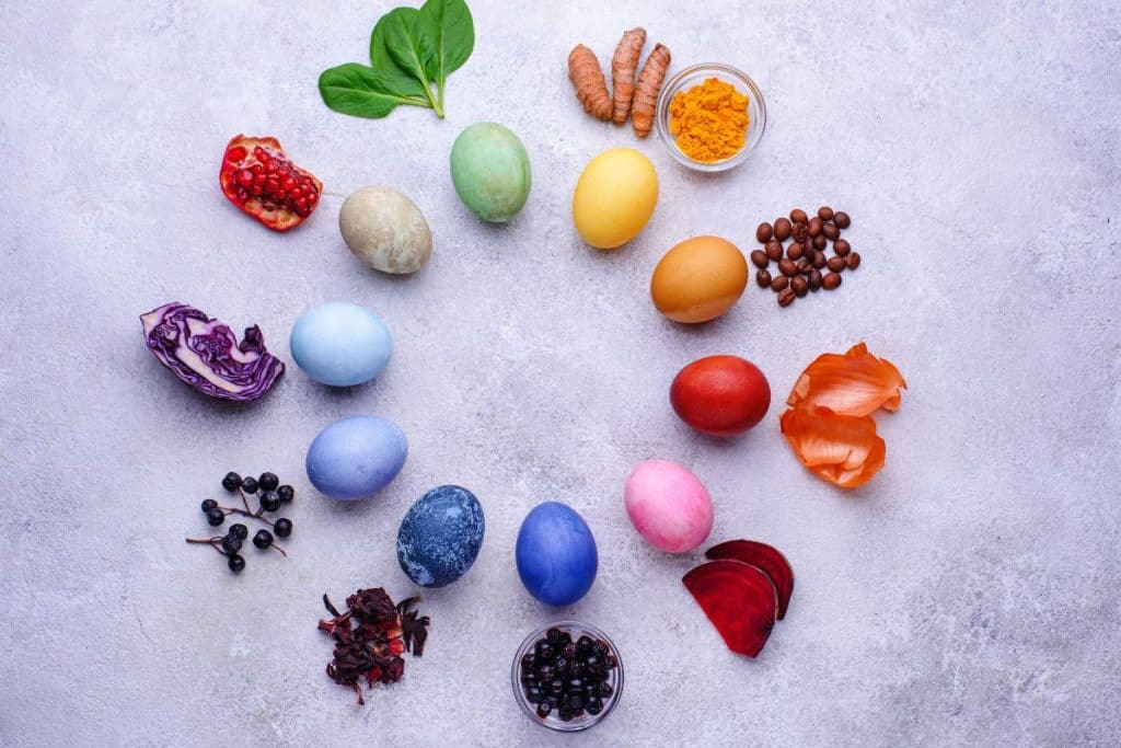 Easter Eggs dyed with natural ingredients