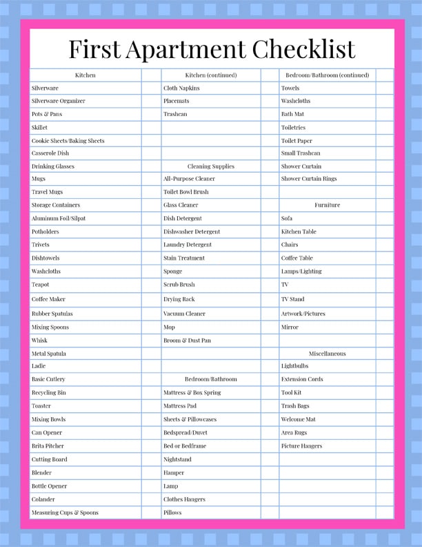 first apartment checklist.