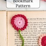 Crocheted Bookmark Pattern on open book.