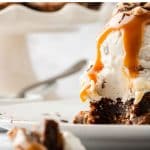 Brownie Sundae with Toffee Bits and Caramel Sauce.