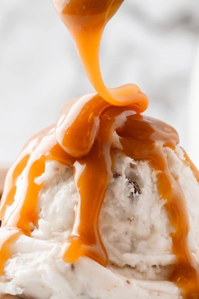 Caramel Sauce over ice cream.