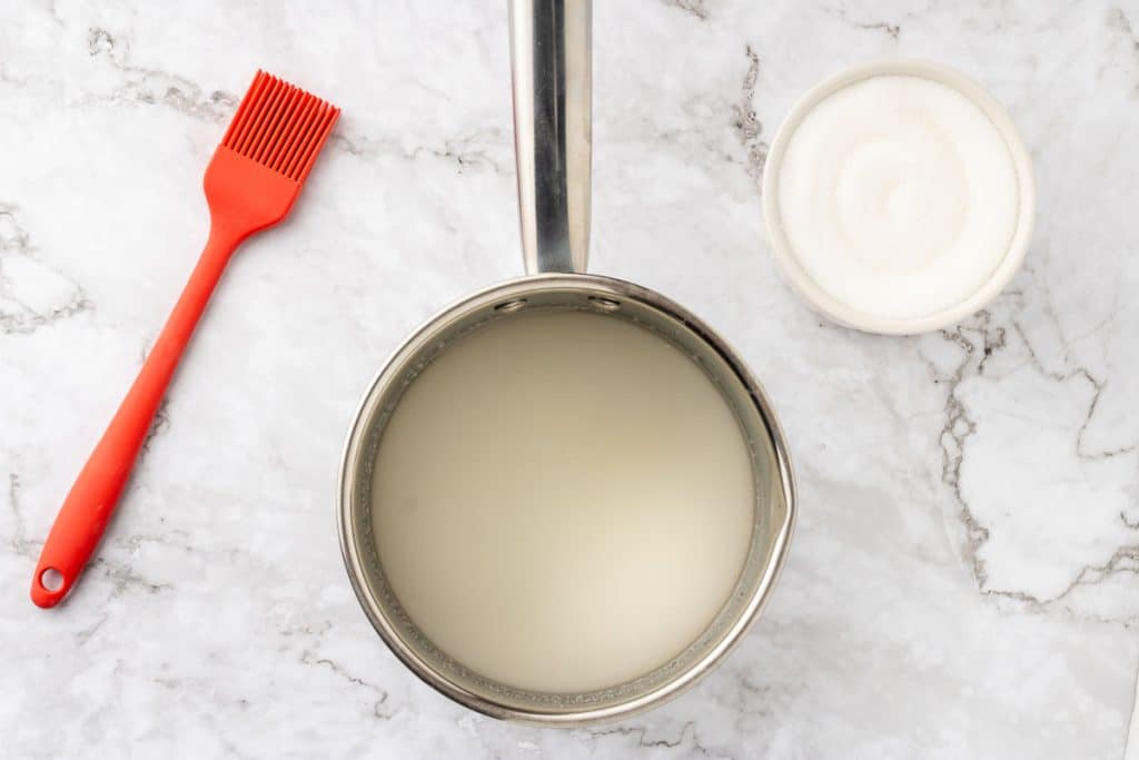 Making caramel sauce.