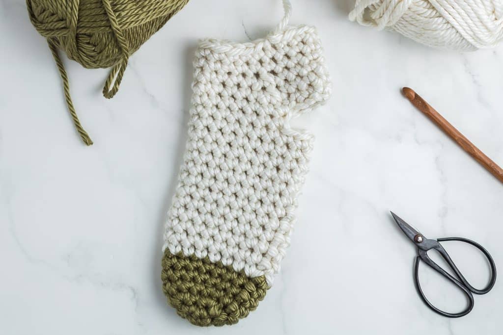 Crochet slipper sock heel.