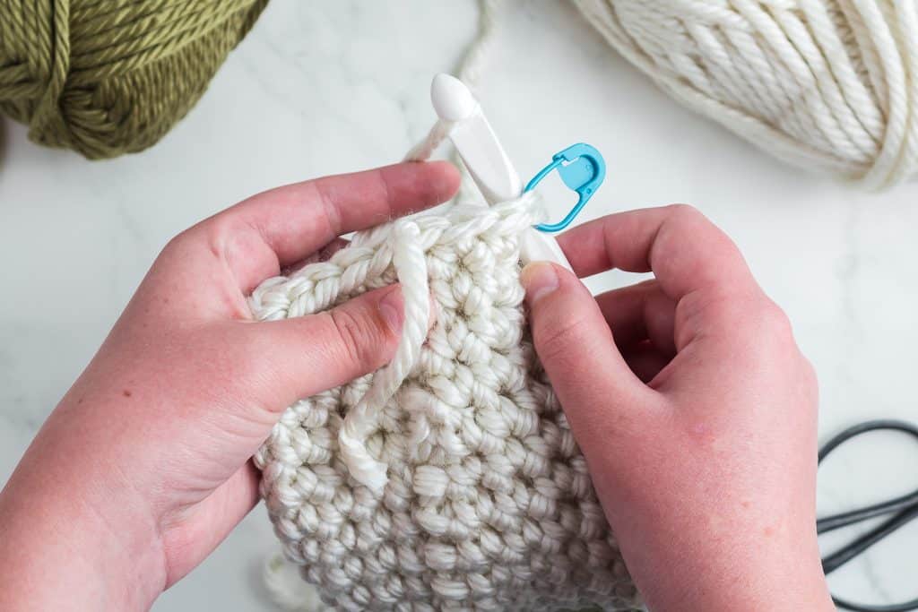 Crochet foot of sock.