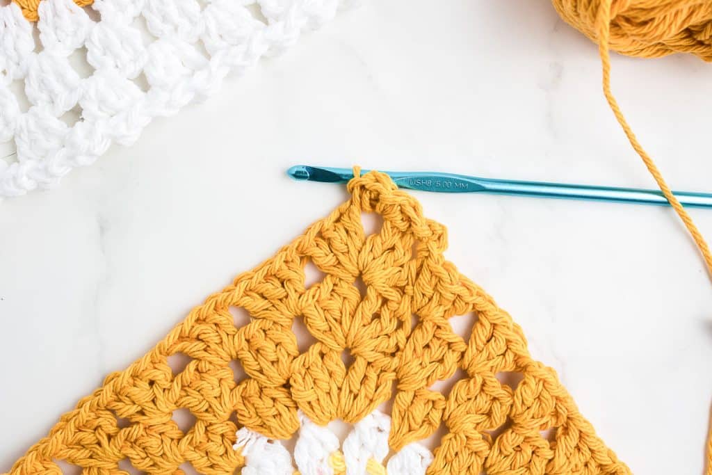 Crochet border of dishcloth.