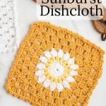 Yellow and White Sunburst Crochet Dishcloths.
