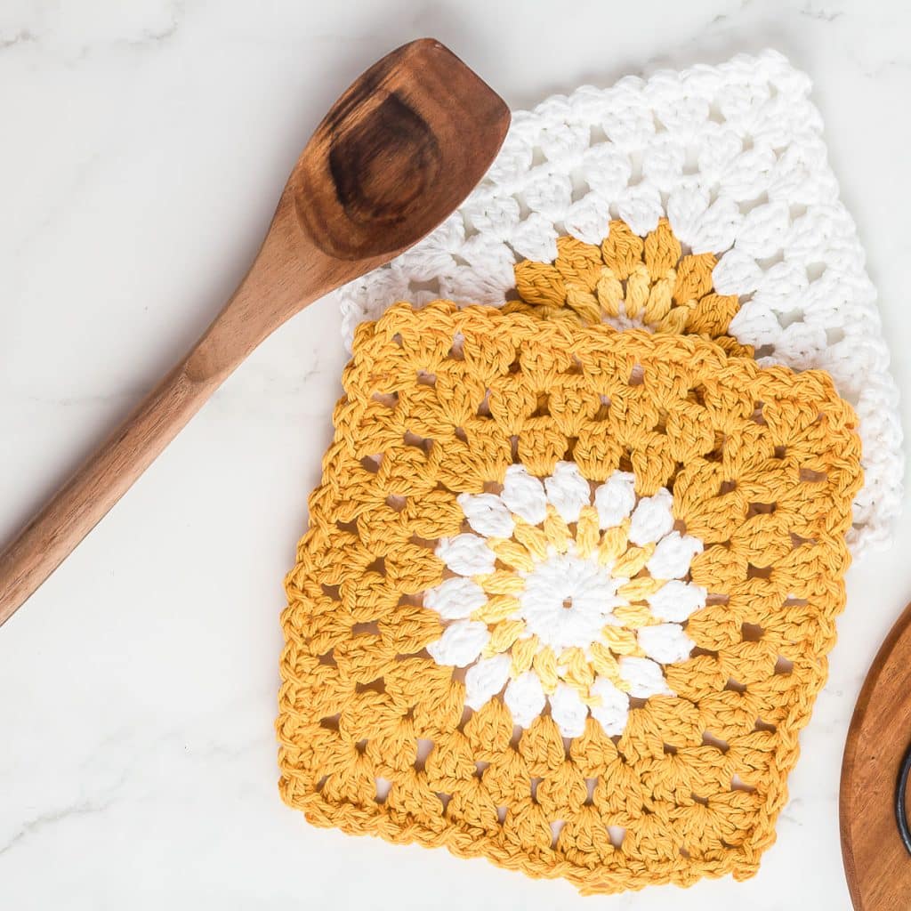 two crochet dishcloths