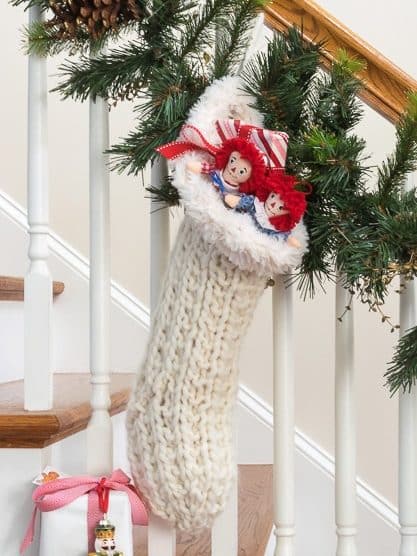 Broken Rib Stitch Stocking on Stairwell.