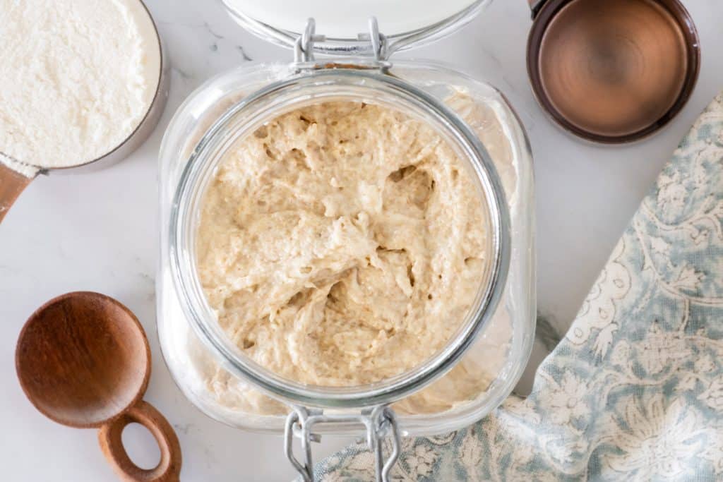 then the mixed additional water and flour for that day. 