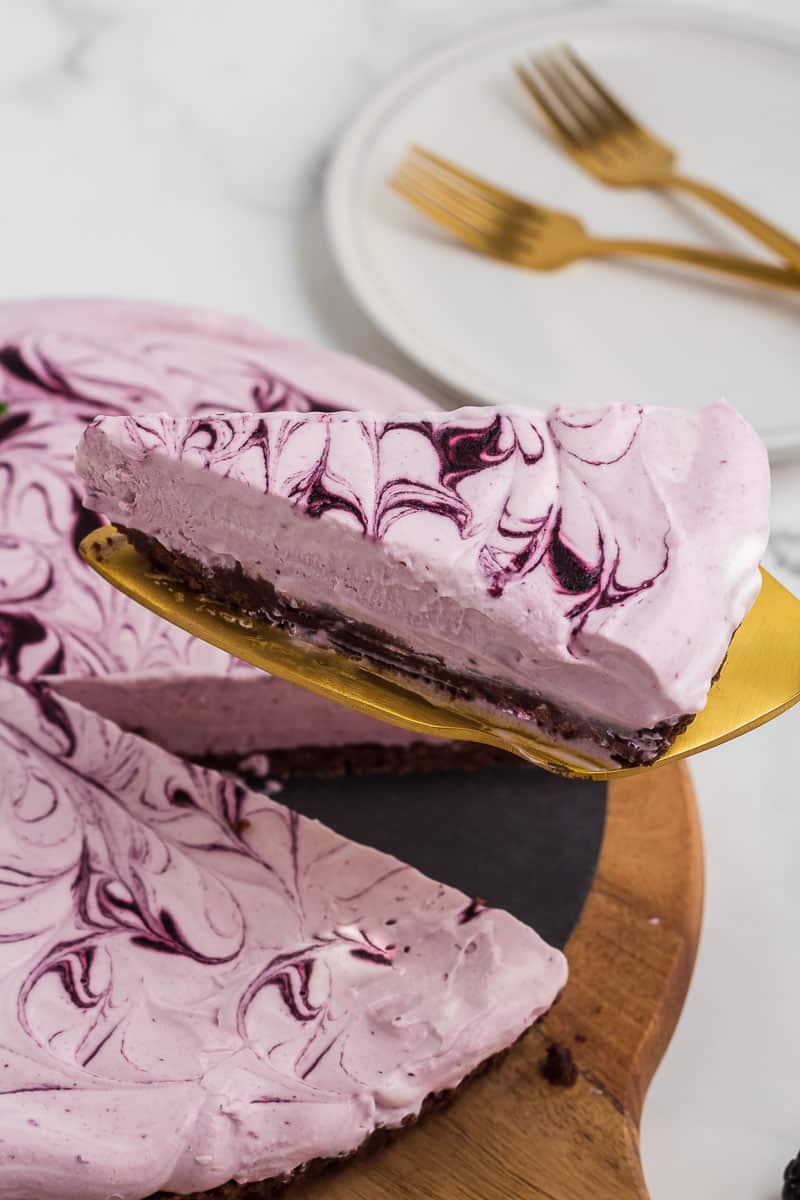 A slice of blackberry tart.