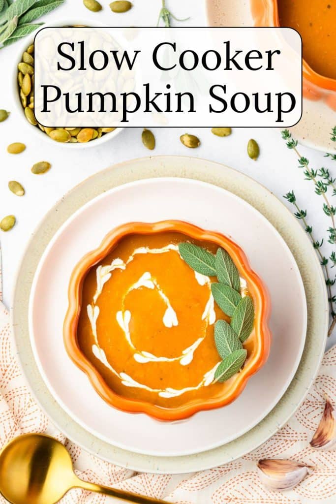 Pumpkin Soup in a pumpkin shaped soup bowl.