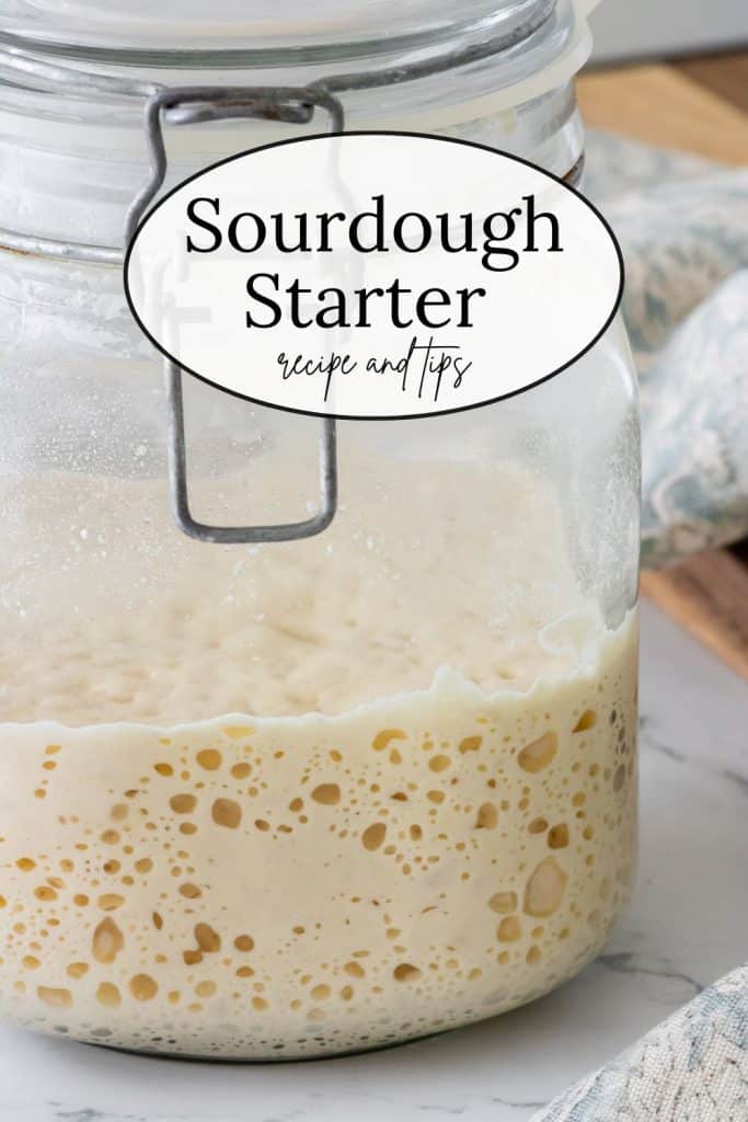 Jar of bubbly sourdough starter.