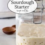 Jar of bubbly sourdough starter.