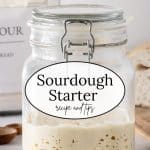 Jar of bubbly sourdough starter.