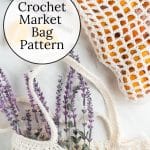 Crochet Market Bag Totes with oranges and lavender.