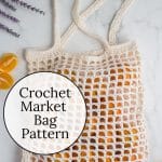 Crochet Market Bag Totes with oranges.