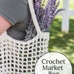 Crochet Market Bag Totes with lavender.