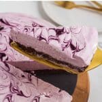 A slice of No-Bake Blackberry Tart.