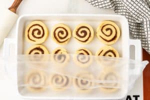 Cinnamon rolls ready to proof.