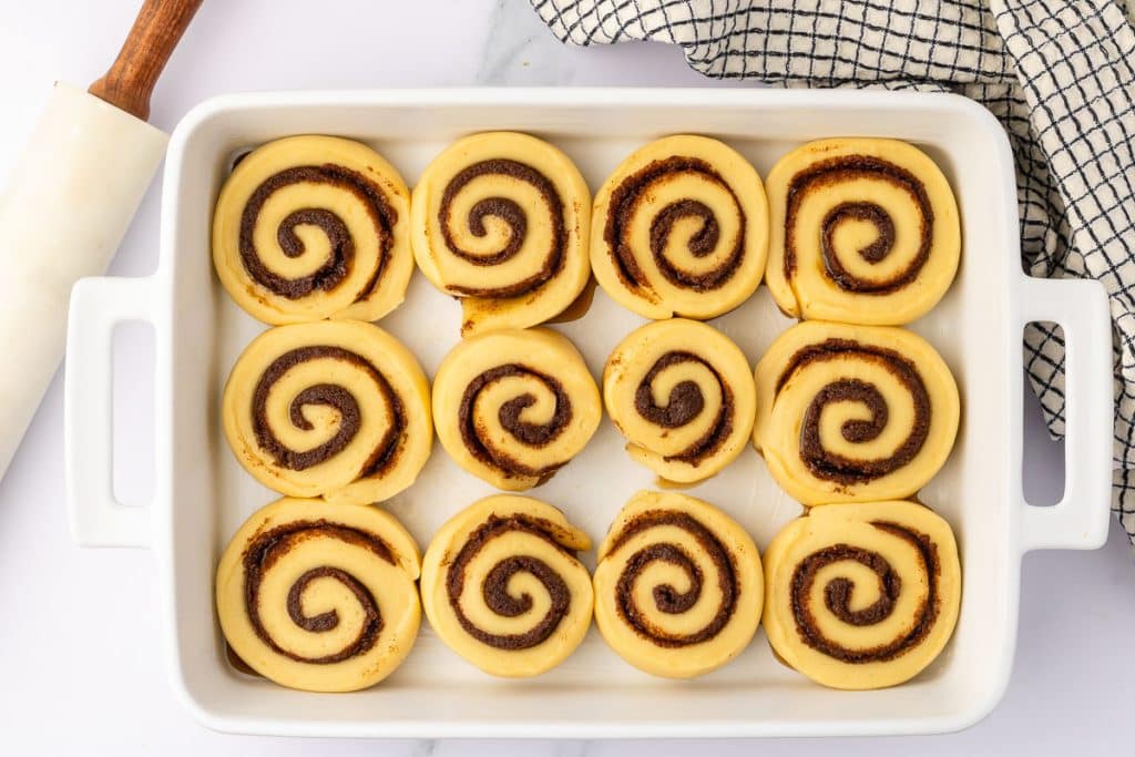 Cinnamon rolls ready to bake.