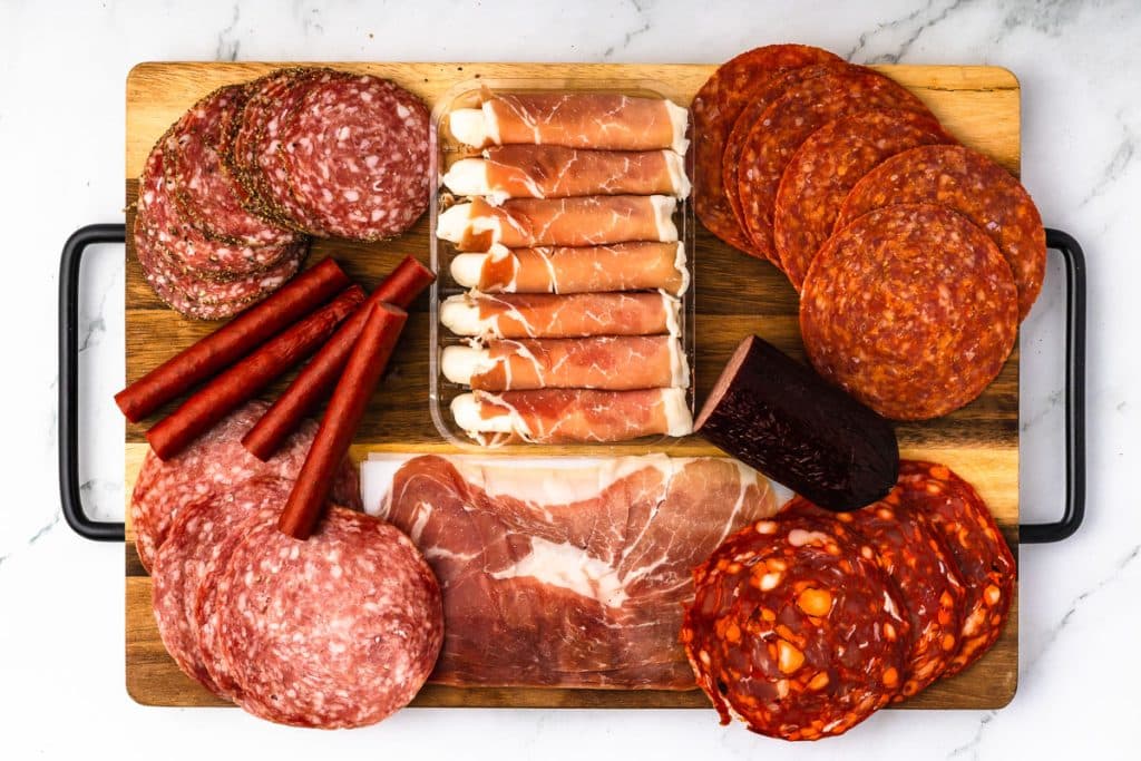 An assortment of meat.