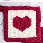 Knit Potholder with heart.