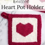 Knit Potholder with heart.