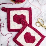 Knit Potholder with heart.