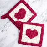 Knit Potholder with heart.