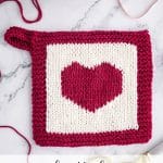 Knit Potholder with heart.