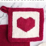 Knit Potholder with heart.