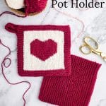 Knit Potholder with heart.