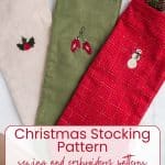 Three embroidered Christmas Stockings.