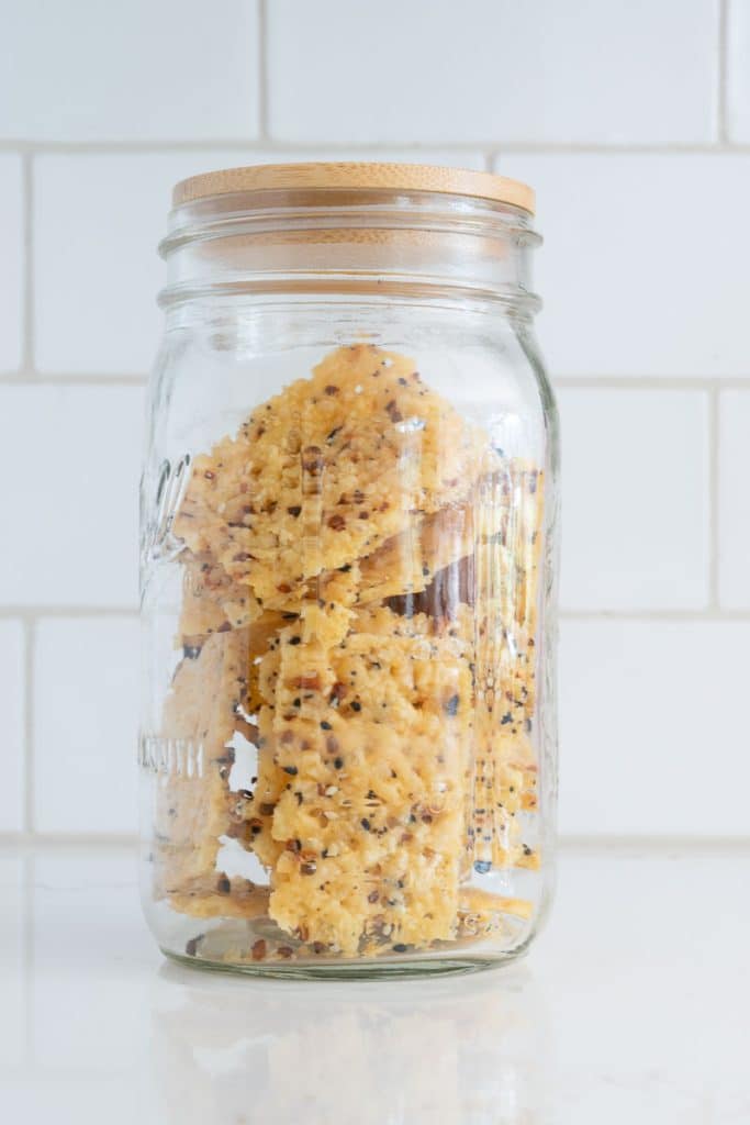 Parmesan Cheese Crisps in a jar.