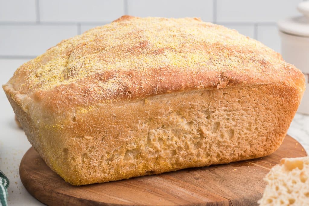 Loaf of Sourdough English Muffin Bread.