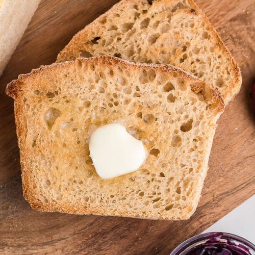 Sourdough English Muffin bread with butter.