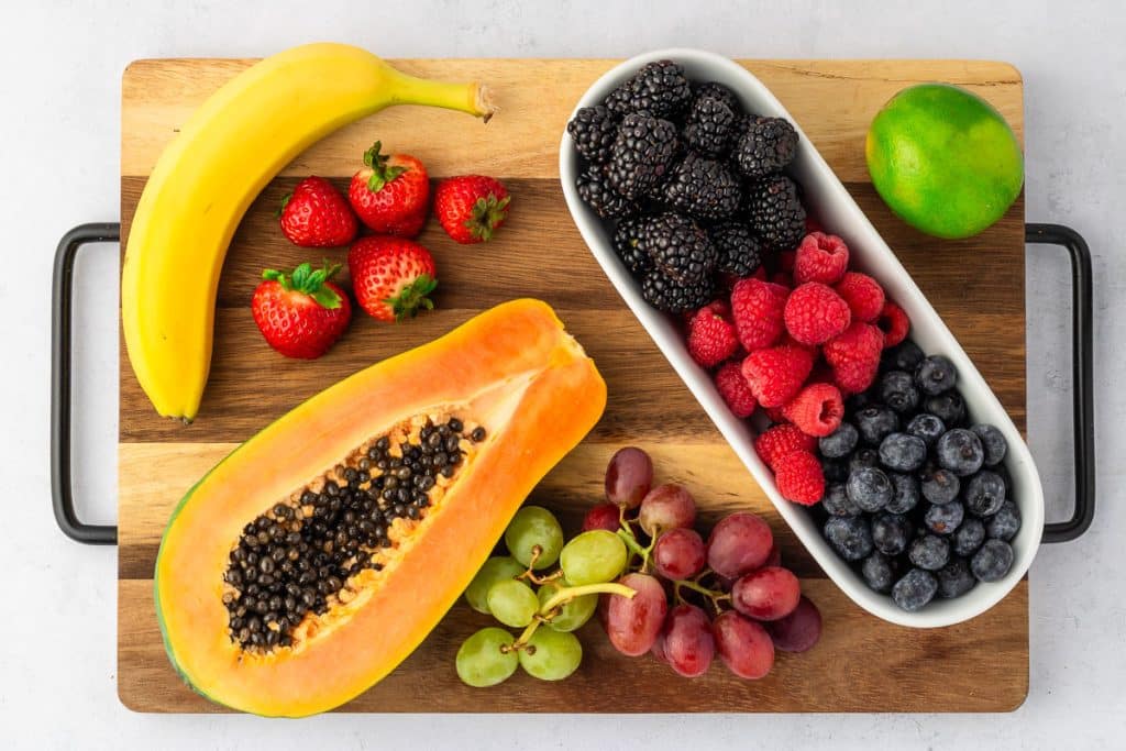 An assortment of fruit.