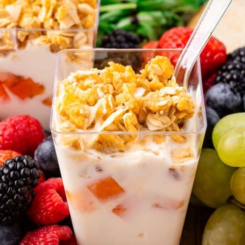 Fruit and yogurt parfait.