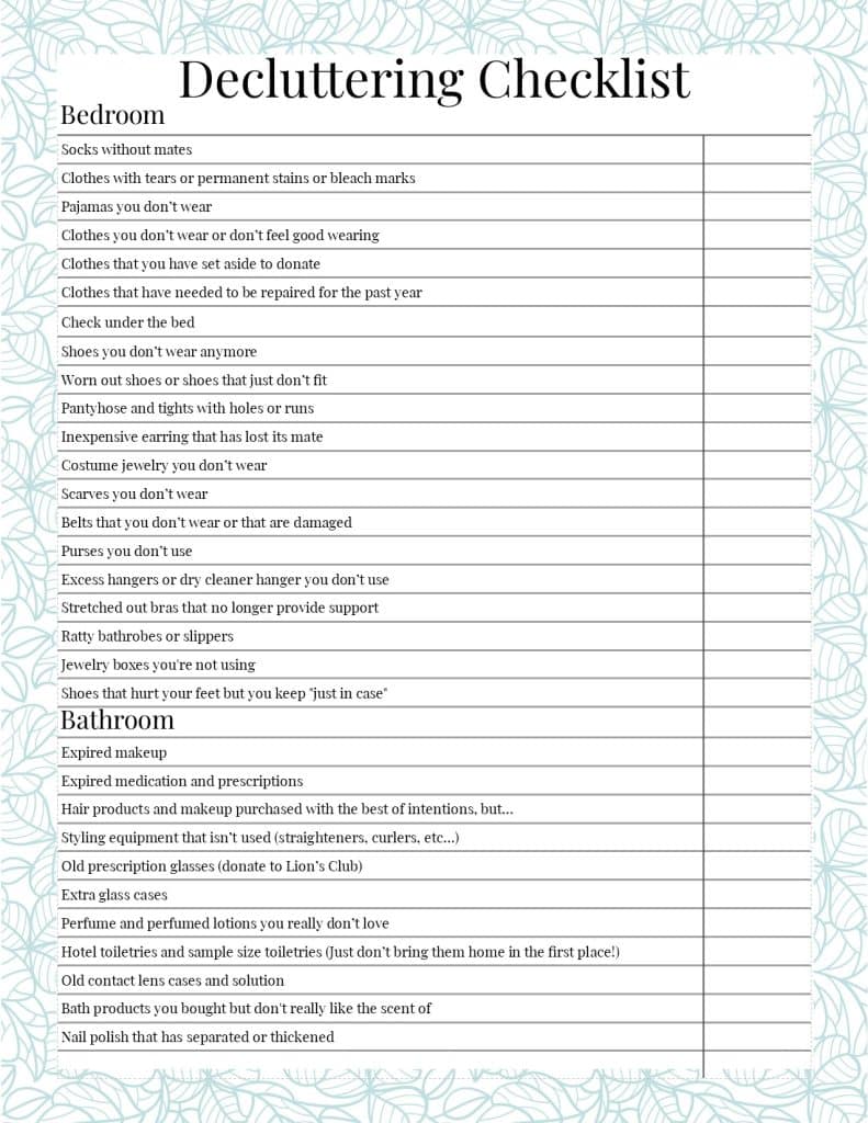 Decluttering Checklist.