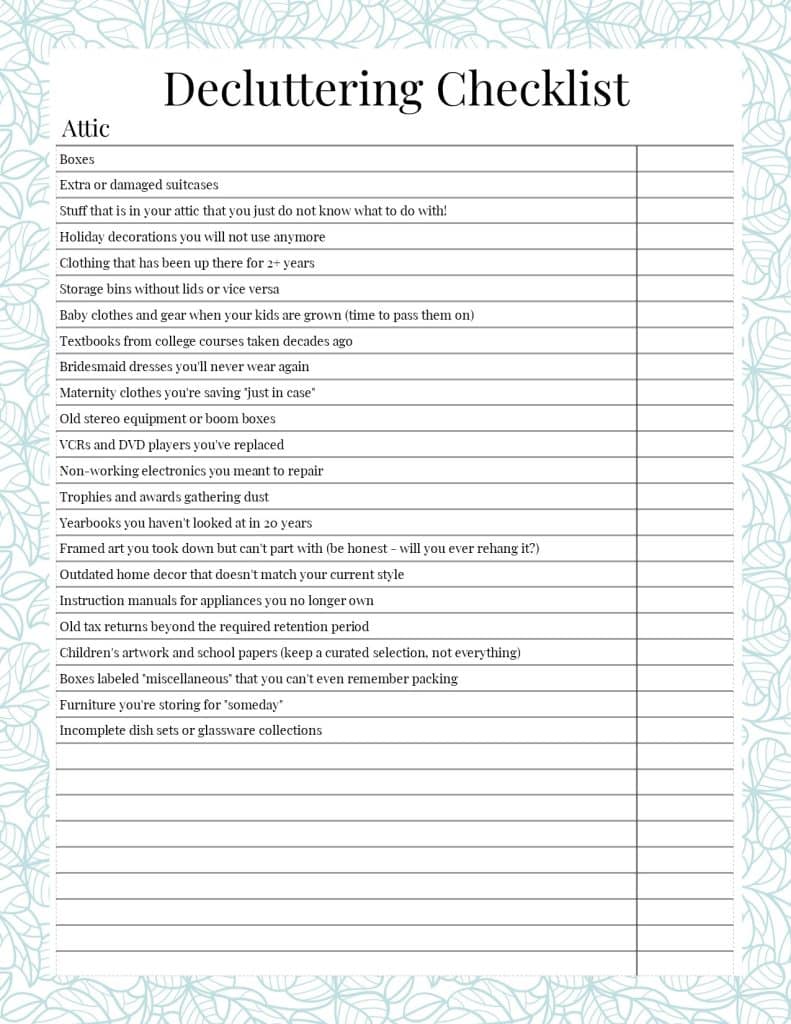 Decluttering Checklist.