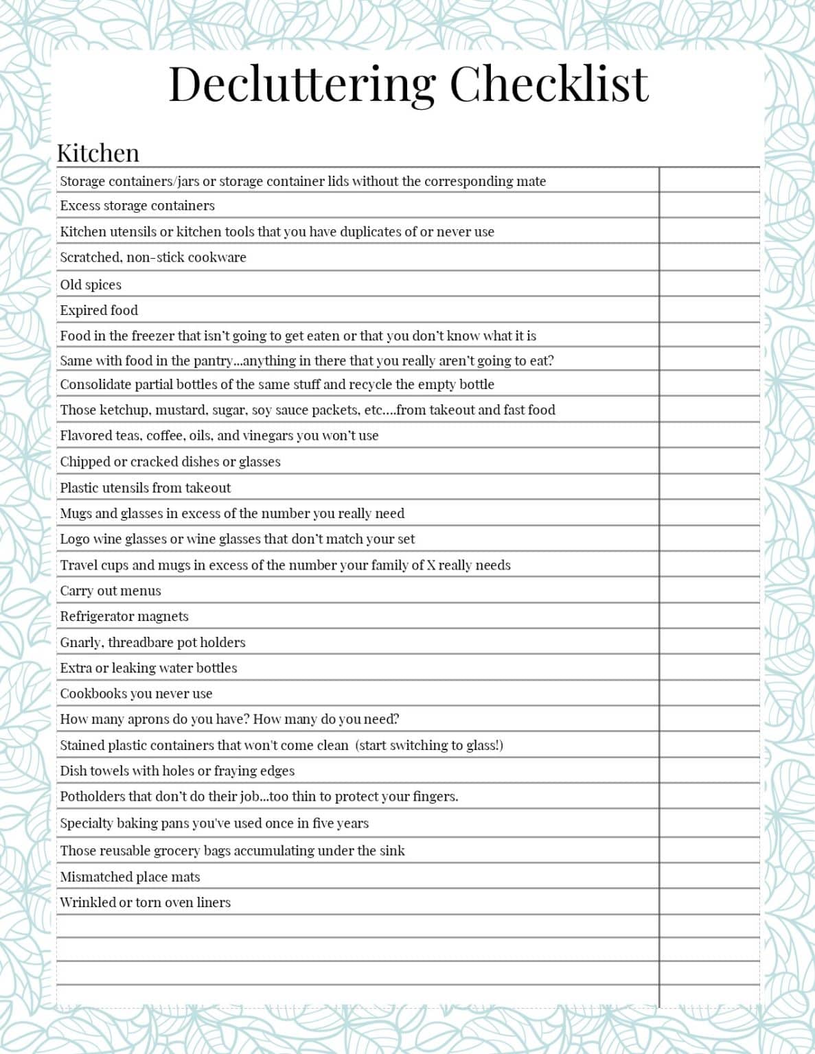 Declutter Checklist for Kitchen & Laundry Room · Nourish and Nestle